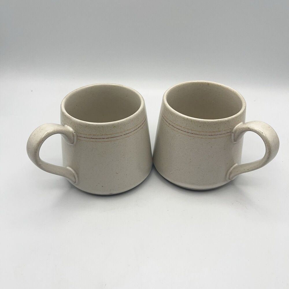 Magnolia set  of 2 Beige Ceramic Tapered Coffee Mugs with Handles Solid Color